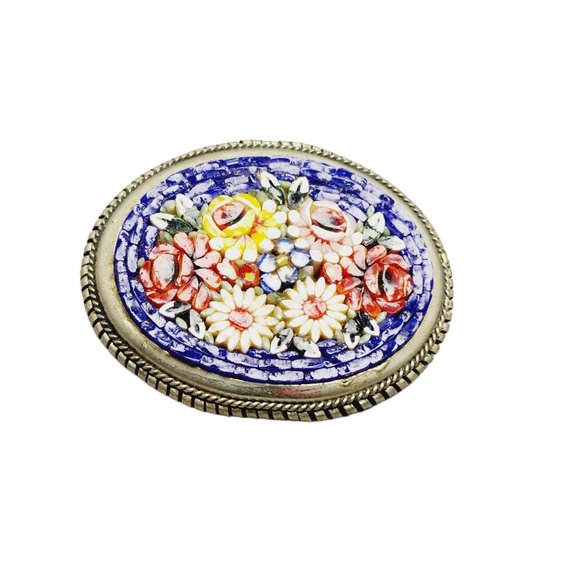 Vintage Older Mosaic Brooch w/ Handmade Frame (A794) - Picture 1 of 5